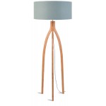 Bamboo standing lamp and ANNAPURNA eco-friendly linen lampshade (natural, light grey)