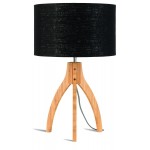 Lámpara de mesa de bambú y lámpara de lino ecológica annaPURNA (natural, negro)
