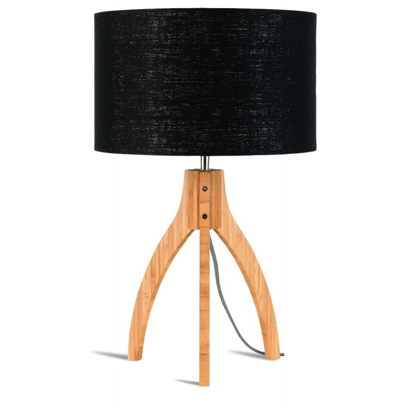 Lampe de table en bambou et abat-jour lin écologique ANNAPURNA (naturel, noir)