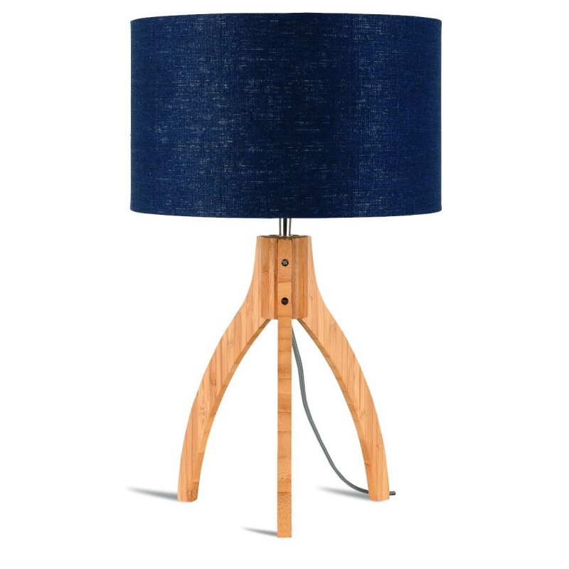 Lampada da tavolo Bamboo e paralume in lino eco-friendly annaPURNA (jeans naturali e blu) - image 44518