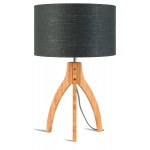 Bamboo table lamp and annaPURNA eco-friendly linen lamp (natural, dark grey)
