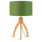 Bamboo table lamp and annaPURNA eco-friendly linen lamp (natural, dark green)