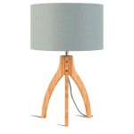 Lámpara de mesa de bambú y lámpara de lino ecológica annaPURNA (natural, gris claro)
