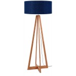 EverEST bamboo standing lamp and green linen lampshade (natural, blue jeans)