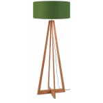 EverEST green standing lamp and green linen lampshade (natural, dark green)