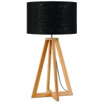 Bambus Tischlampe und everEST umweltfreundliche Leinen Lampenschirm (natürlich, schwarz)
