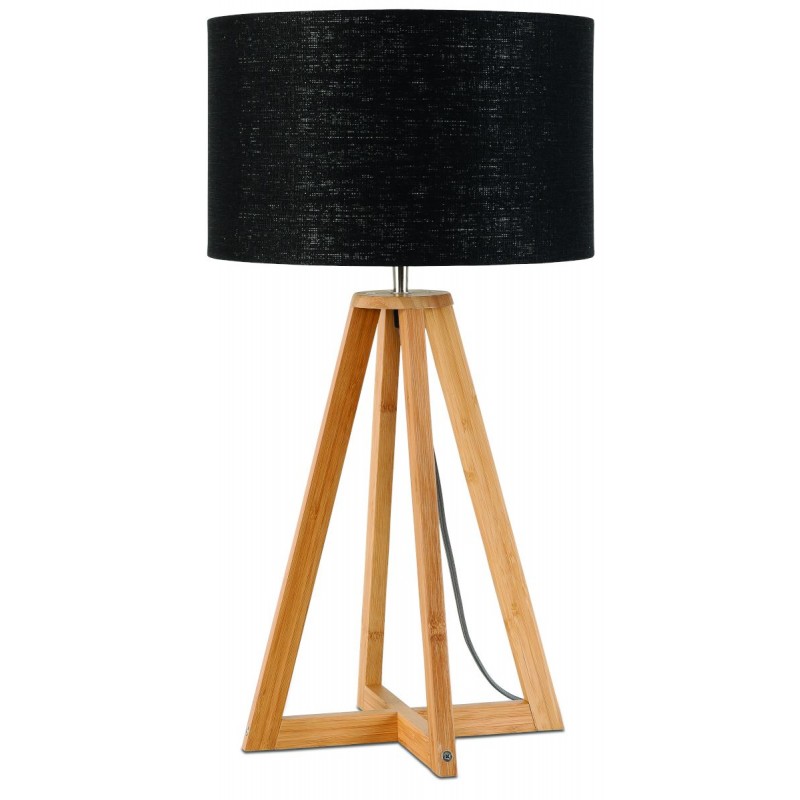 Lampada da tavolo Bamboo e paralume di lino sempre più ecologico (naturale, nero) - image 44586