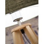 Lámpara de mesa de bambú y lámpara de lino ecológica cada vez más respetuosa (natural, gris oscuro)