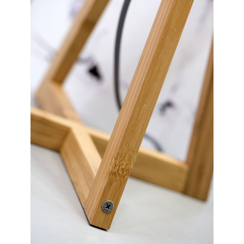 Lámpara de mesa de bambú y lámpara de lino ecológica cada vez más respetuosa (natural, gris oscuro) - image 44600