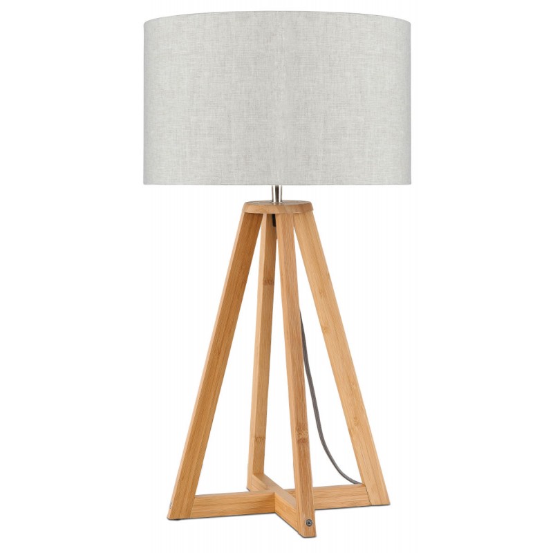 Lámpara de mesa de bambú y lámpara de lino ecológica EVEREST (natural, lino claro) - image 44616
