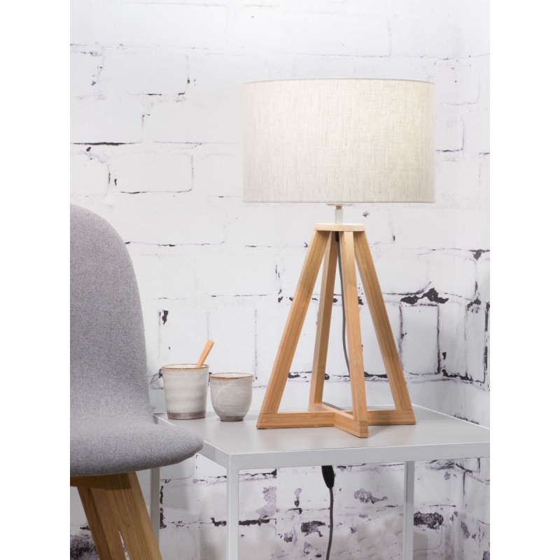 Bamboo table lamp and EVEREST eco-friendly linen lamp (natural, light linen) - image 44617