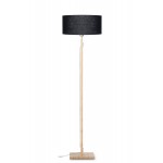 Bamboo standing lamp and FUJI eco-friendly linen lampshade (natural, black)