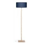 Lámpara de pie de bambú y pantalla de lino ecológica FUJI (jeans naturales y azules)
