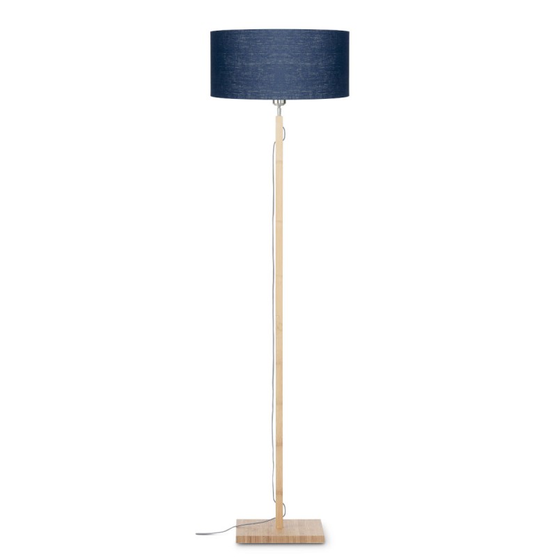 Bamboo standing lamp and FUJI eco-friendly linen lampshade (natural, blue jeans) - image 44631