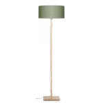 Bambus Stehlampe und FUJI umweltfreundliche Leinen Lampenschirm (natürlich, dunkelgrün)