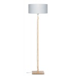 Bamboo standing lamp and FUJI eco-friendly linen lampshade (natural, light grey)