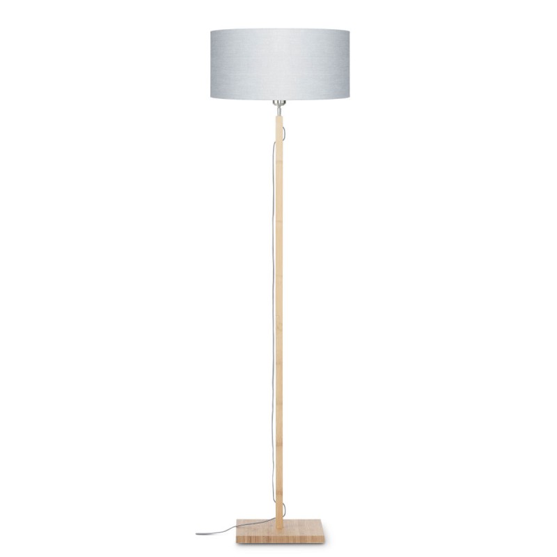 Bamboo standing lamp and FUJI eco-friendly linen lampshade (natural, light grey) - image 44651