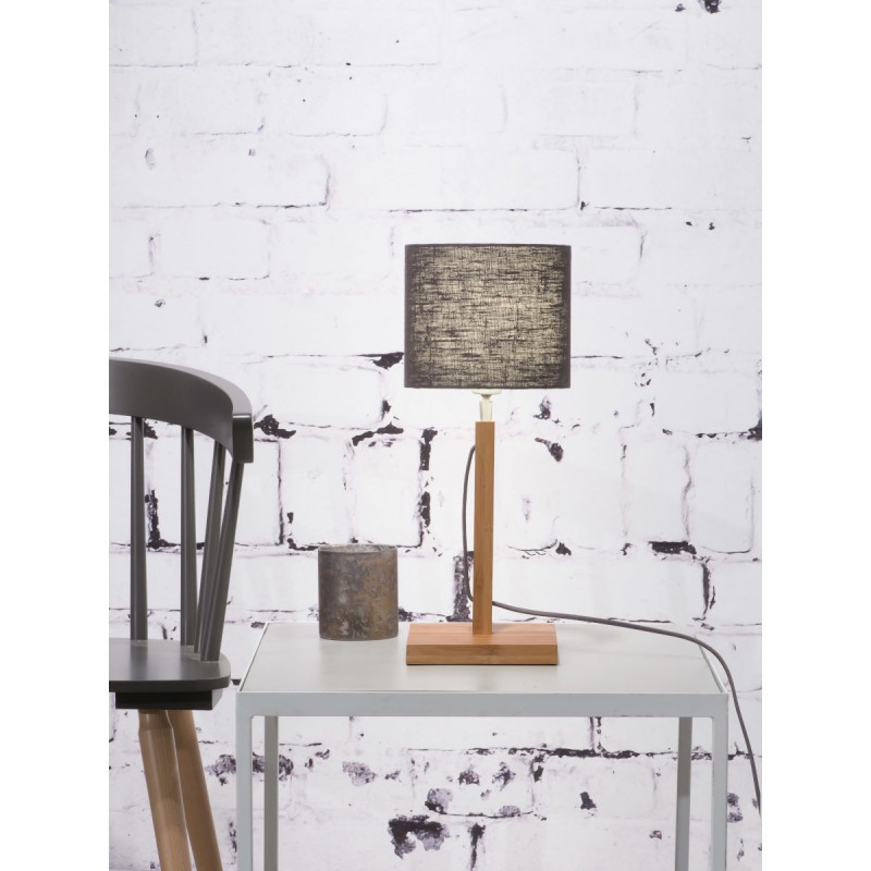 Lampada da tavolo Bamboo e paralume di lino eco-friendly FUJI (naturale, grigio scuro) - image 44675