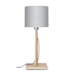 Bamboo table lamp and FUJI eco-friendly linen lampshade (natural, light grey)