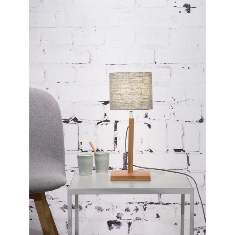 Lampada da tavolo Bamboo e paralume di lino eco-friendly FUJI (naturale, grigio chiaro) - image 44687