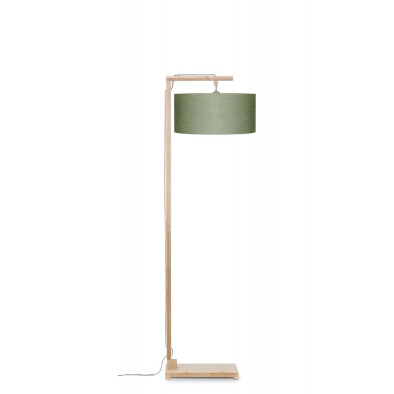 Lámpara de pie de bambú y pantalla de lino ecológico himalaya (natural, verde oscuro) - image 44719