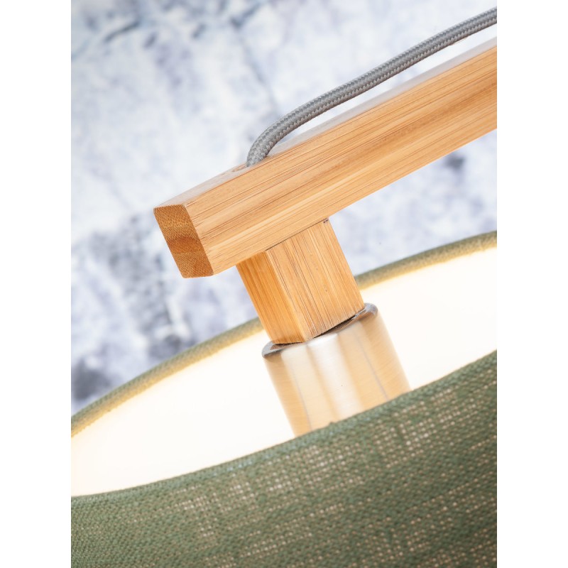 Lampe de table en bambou et abat-jour lin écologique HIMALAYA (naturel, gris clair) - image 44783