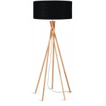 Bamboo standing lamp and KILIMANJARO eco-friendly linen lampshade (natural, black)