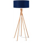 Bamboo standing lamp and KILIMANJARO eco-friendly linen lampshade (natural, blue jeans)