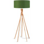 Lampada di lino verde KilIMANJARO su piedi e lampada di lino verde (naturale, verde scuro)