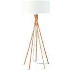 Bamboo standing lamp and KILIMANJARO eco-friendly linen lampshade (natural, white)
