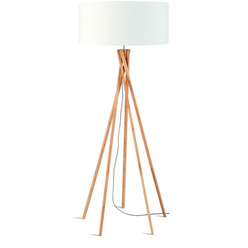 Bamboo standing lamp and KILIMANJARO eco-friendly linen lampshade (natural, white) - image 44828