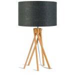 Lámpara de mesa de bambú y lámpara de lino ecológica KILIMANJARO (natural, gris oscuro)