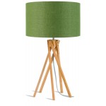 Bamboo table lamp and KILIMANJARO eco-friendly linen lamp (natural, dark green)