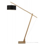 Bambus Stehlampe und MONTBLANC umweltfreundliche Leinen Lampenschirm (natürlich, schwarz)
