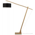 Lampe sur pied en bambou et abat-jour lin écologique MONTBLANC (naturel, noir)