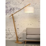 Lámpara de pie de bambú y pantalla de lino ecológica MONTBLANC (natural, blanca)