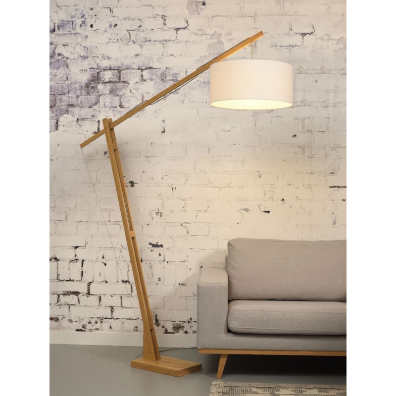 Bamboo standing lamp and MONTBLANC eco-friendly linen lampshade (natural, white) - image 44951