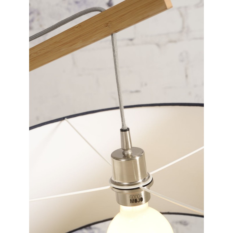 Lámpara de pie de bambú y pantalla de lino ecológica MONTBLANC (natural, blanca) - image 44958