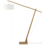 Lampada in piedi Bamboo e paralume di lino eco-friendly MONTBLANC (naturale, bianco)