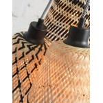 KaliMANTAN lámpara de suspensión de bambú 3 pantallas (natural, negro)