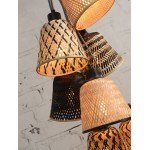 Lampe à suspension en bambou KALIMANTAN 7 abat-jours (naturel, noir)