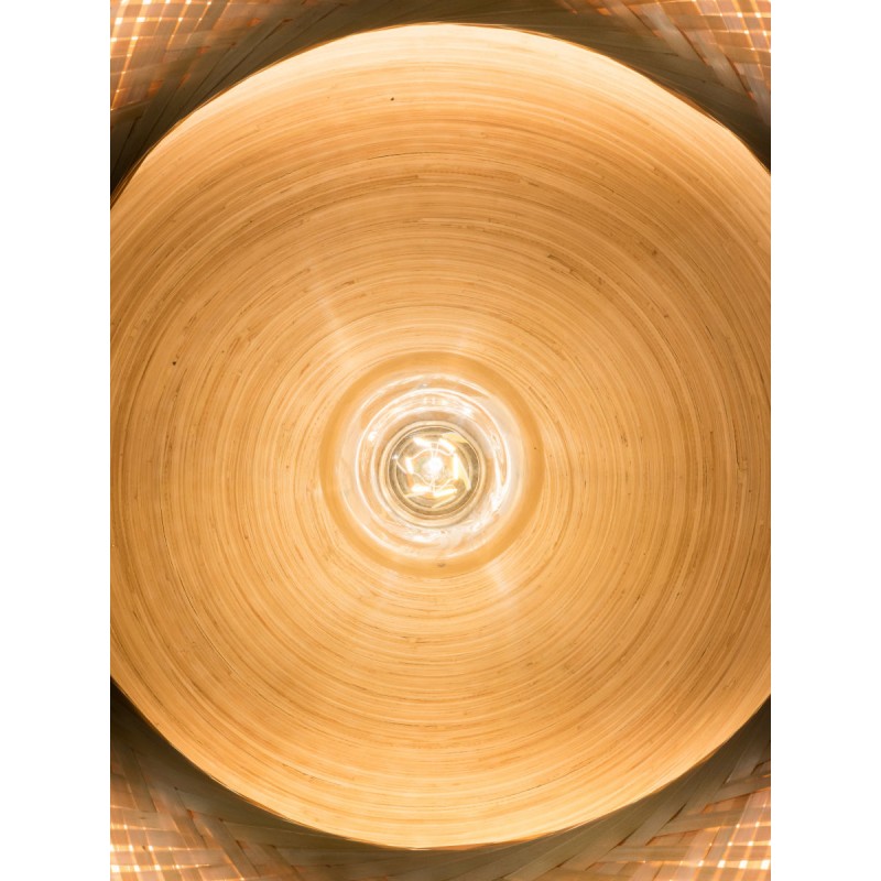 Lampe à suspension en bambou MEKONG plat (Ø 60 cm) 1 abat-jour (blanc, naturel) - image 45352
