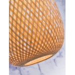 Lámpara de suspensión de bambú ovalada MEKONG (40 cm) (blanco, natural)