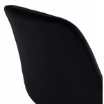 Tabouret de bar mi-hauteur design scandinave en velours pieds couleur naturelle CAMY MINI (noir)