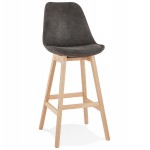 Scandinavian design bar stool in microfiber feet natural color LILY (dark grey)