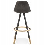 VINTAGE bar stool in microfiber black and gold feet VICKY (dark grey)