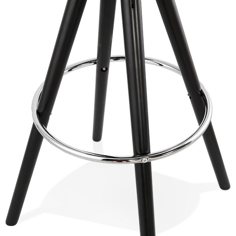 Tabouret de bar mi-hauteur design en velours pieds bois noir MERRY MINI (vert) - image 45938