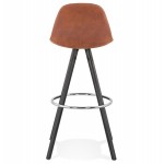 Vintage bar stool in microfiber feet black wood TALIA (brown)