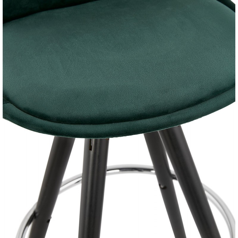 Tabouret de bar design en velours pieds bois noir MERRY (vert) - image 46001