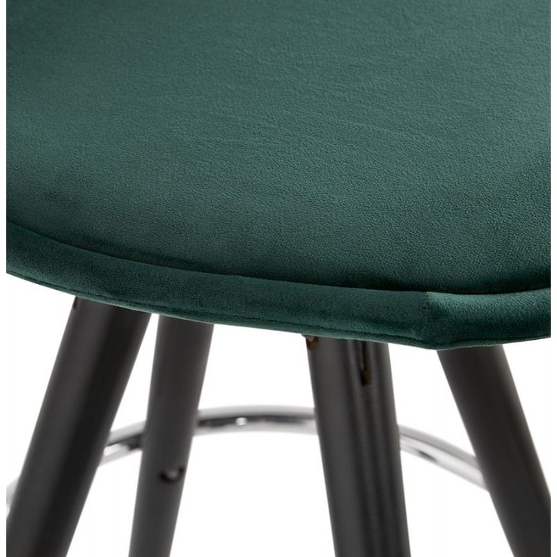 Tabouret de bar design en velours pieds bois noir MERRY (vert) - image 46002